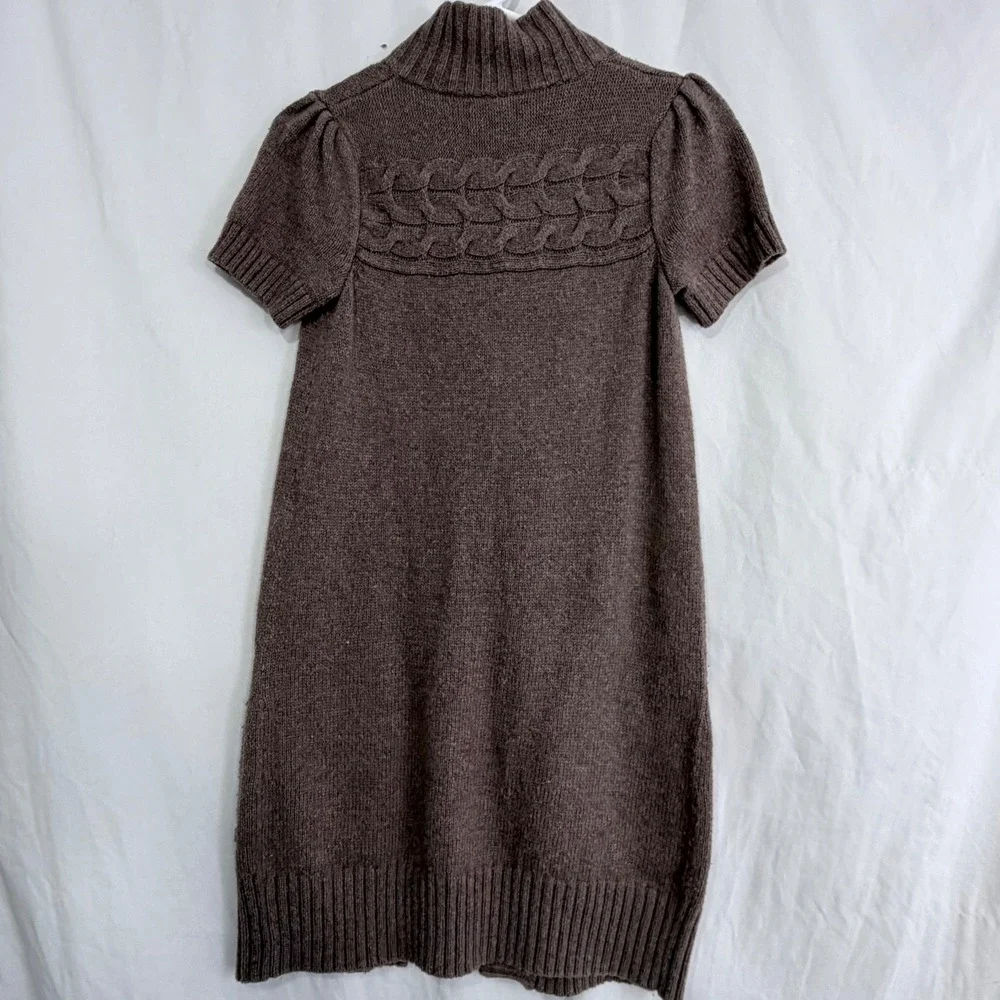 Gap Sweater Dress Cable Knit Button Front Brown Short Sleeve Kids‎ Size S